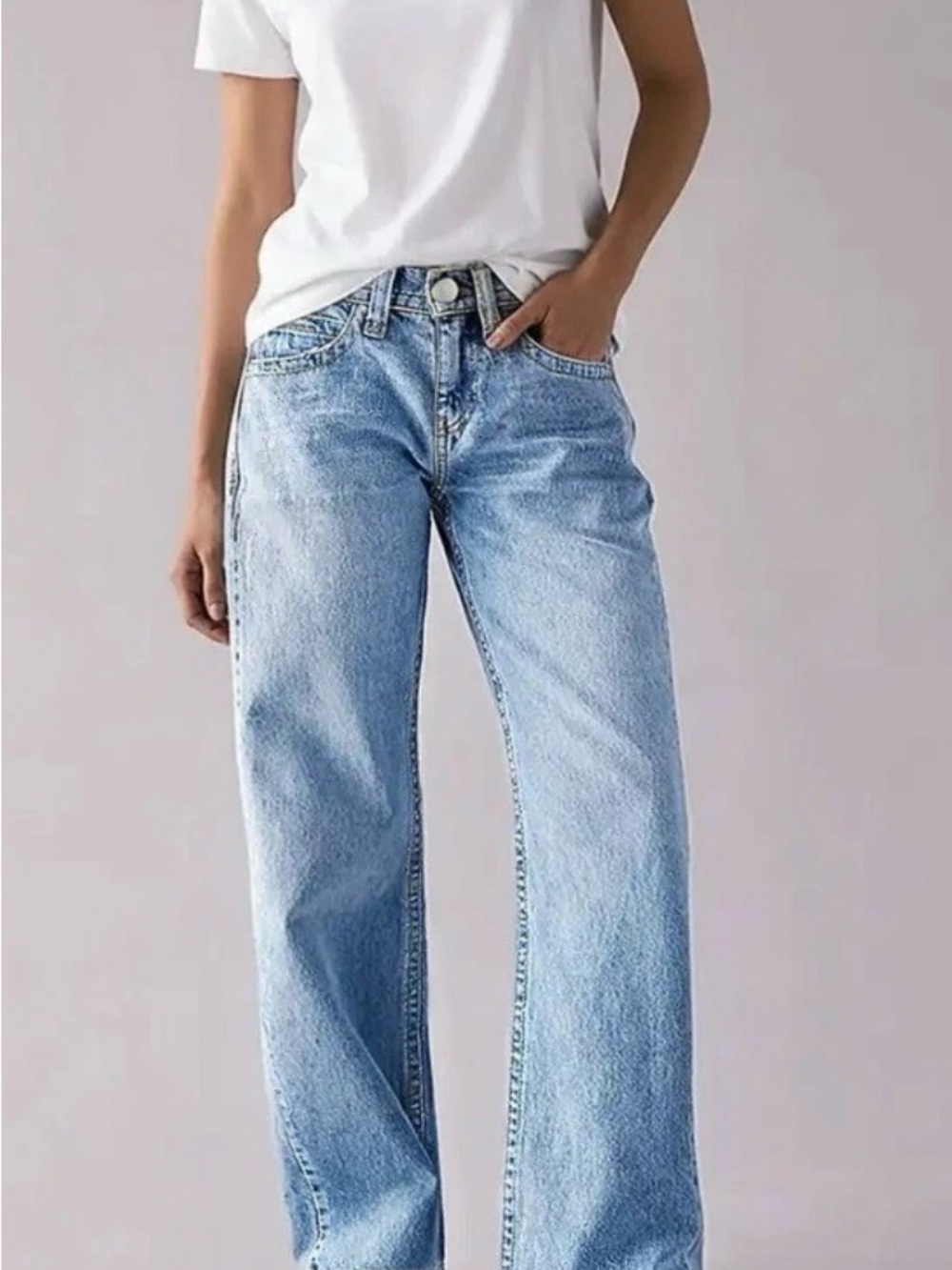 Flamingals Womens Light Wash Raw Hem Mid Rise Straight Leg Jeans Size XS New